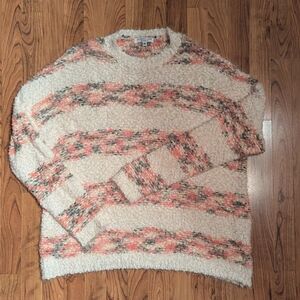 NWOT Chic Soul Marled Crew Neck Sweater in Cream and Pink, Size 3XL